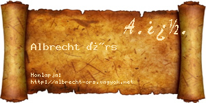 Albrecht Örs névjegykártya